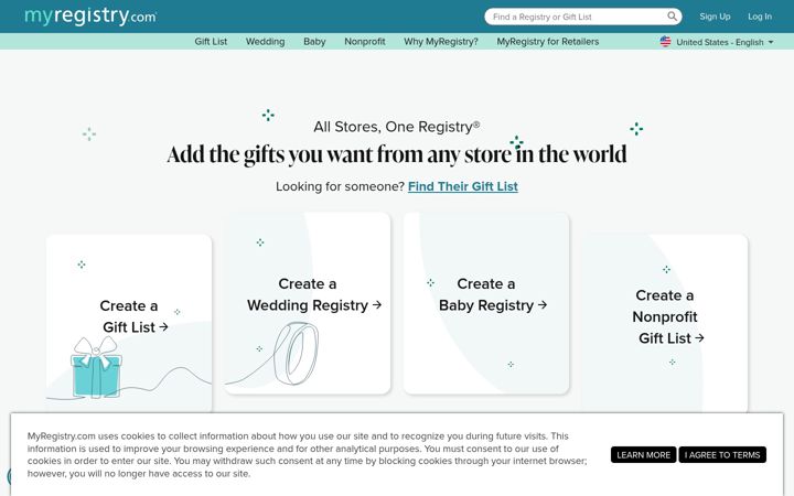 Screenshot von myregistry.com