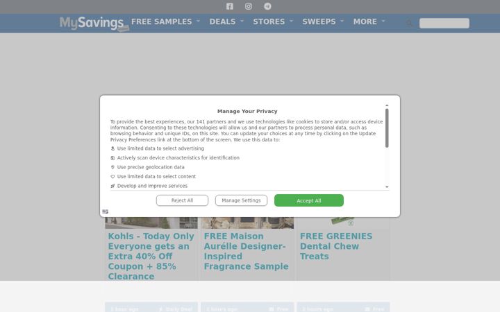 Screenshot of mysavings.com