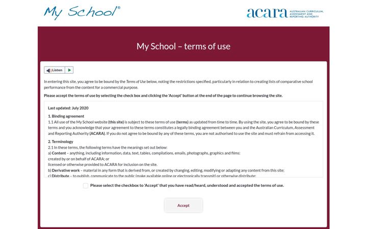 Captura de ecrã de myschool.edu.au