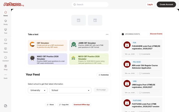 Екранна снимка на myschool.ng