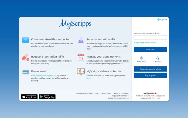 Screenshot of myscripps.org