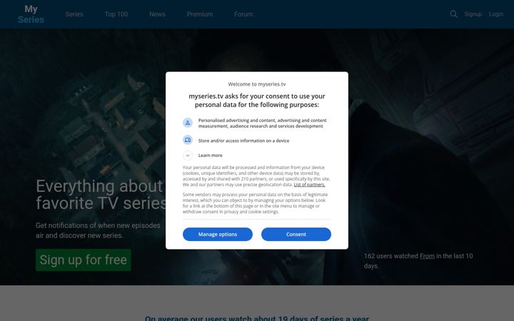 Screenshot of myseries.tv