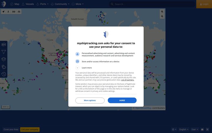 Képernyőkép: myshiptracking.com
