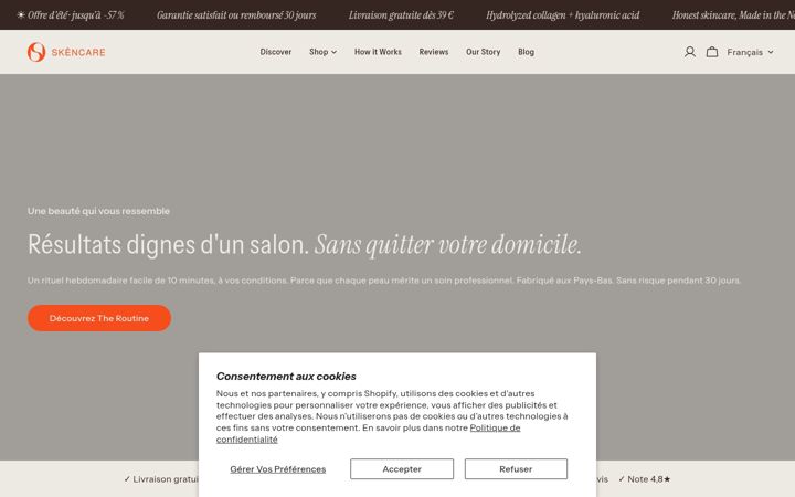 Screenshot of myskencare.fr