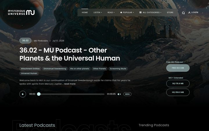 Screenshot of mysteriousuniverse.org