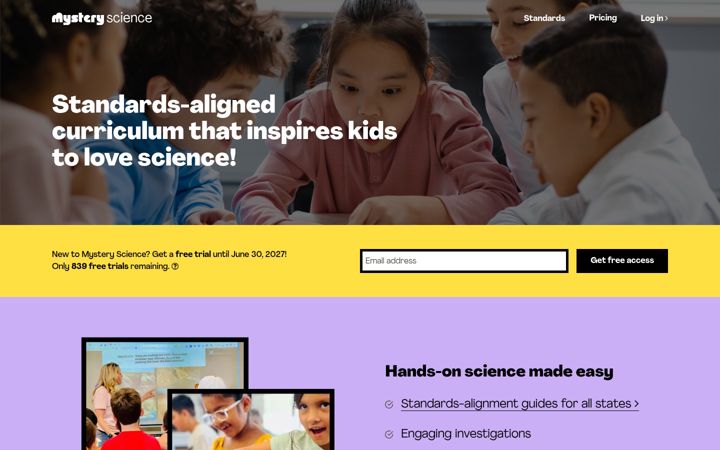 Kuvakaappaus sivustosta mysteryscience.com