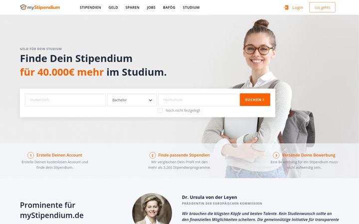 Screenshot of mystipendium.de
