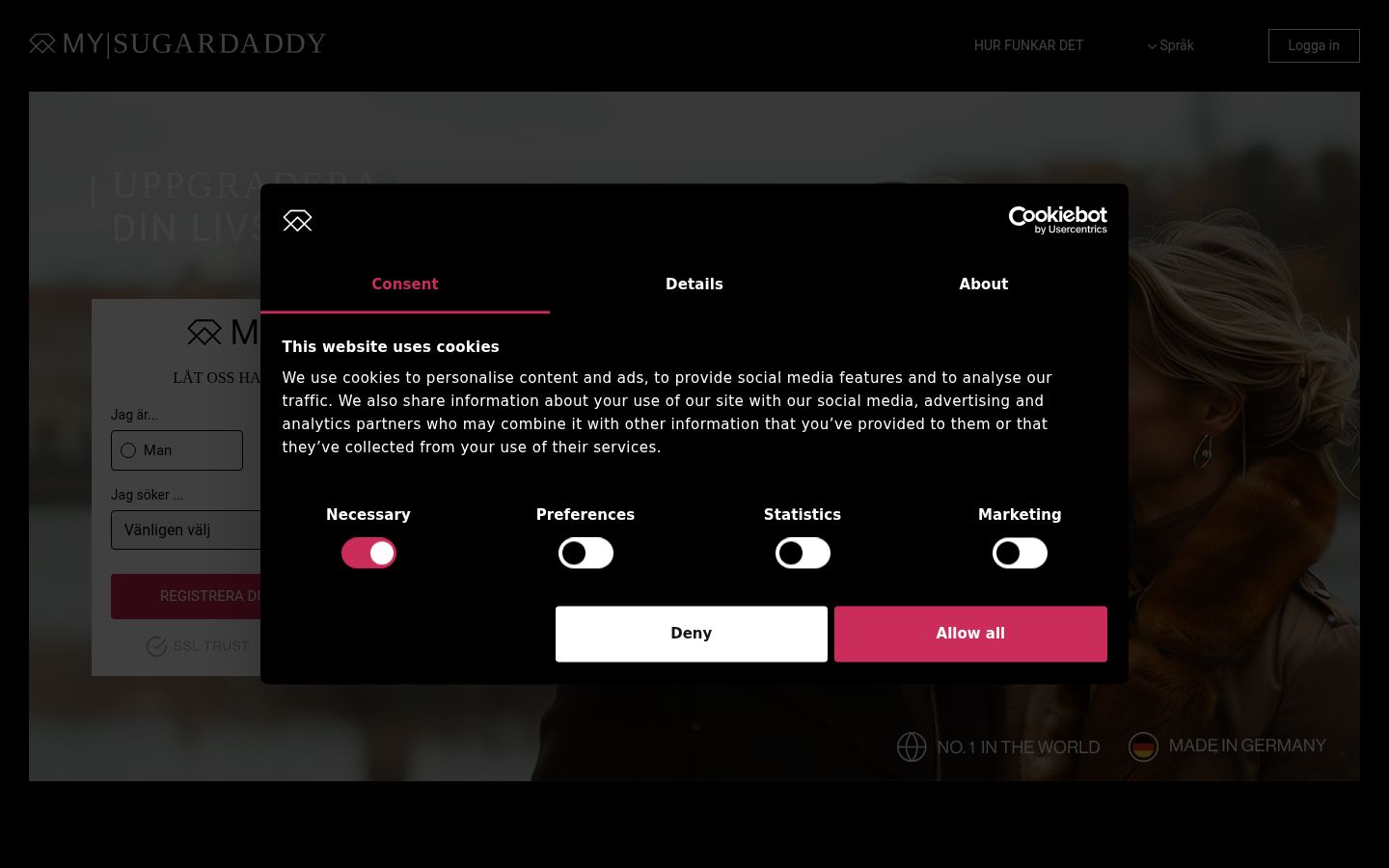 Screenshot del banner di consenso mostrato prima di qualsiasi interazione