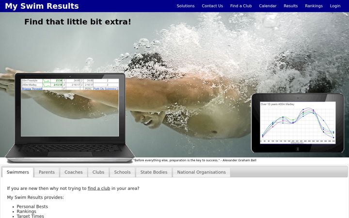 Screenshot of myswimresults.com.au