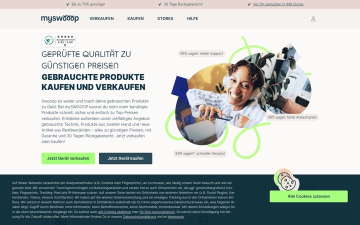 Screenshot of myswooop.de