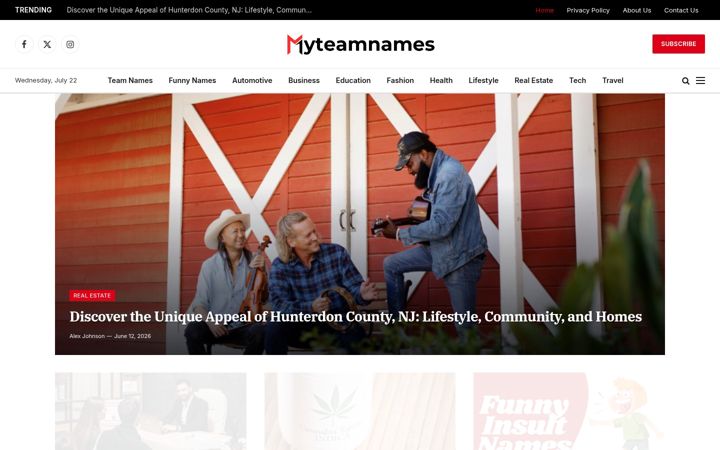 Screenshot of myteamnames.com