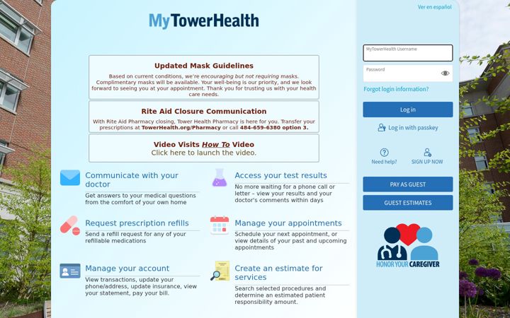 Screenshot of mytowerhealth.org
