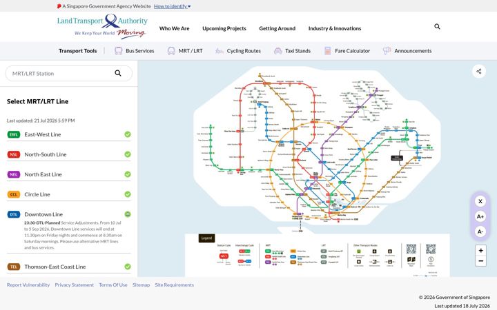 Screenshot of mytransport.sg