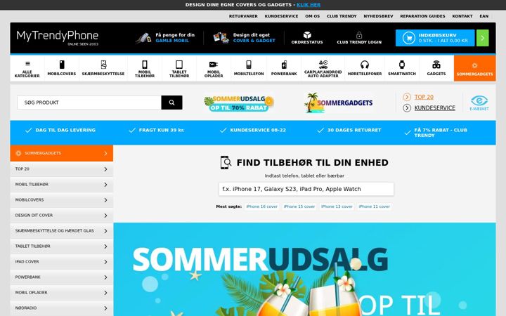 Screenshot of mytrendyphone.dk