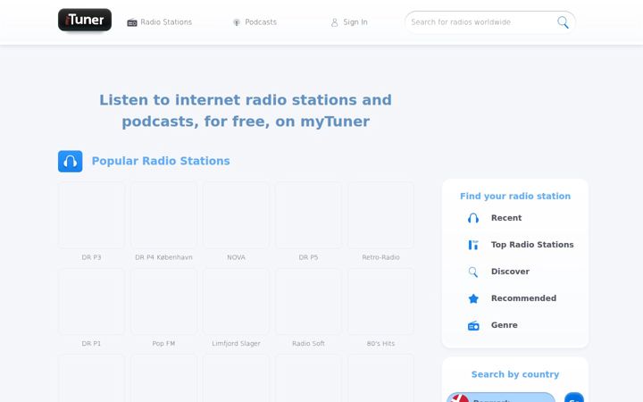Screenshot of mytuner.mobi