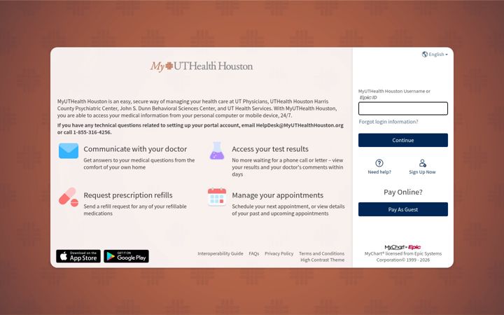 Screenshot of myuthealthhouston.org