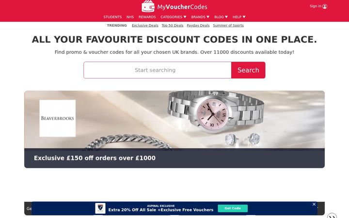 Screenshot of myvouchercodes.co.uk