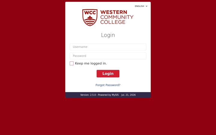 Screenshot of mywcc.ca