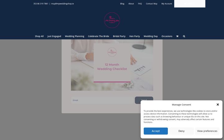 Екранна снимка на myweddingshop.ie