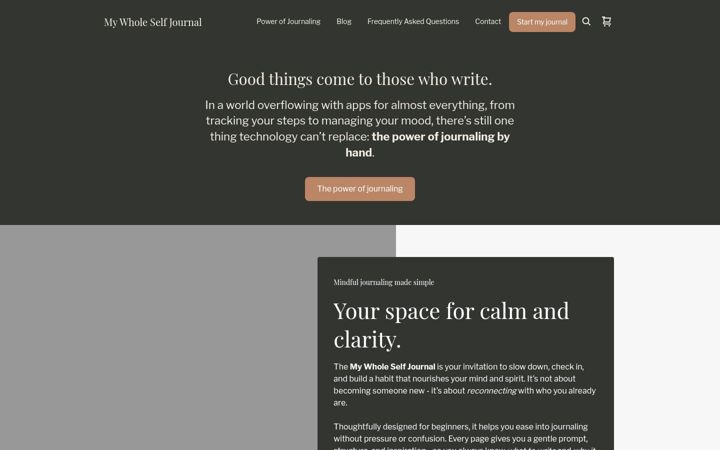 Skärmbild av mywholeselfjournal.com