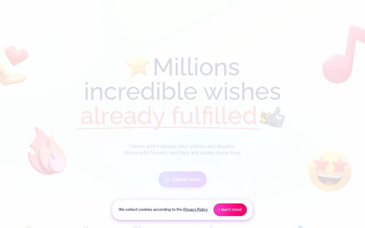 Screenshot of mywishboard.com