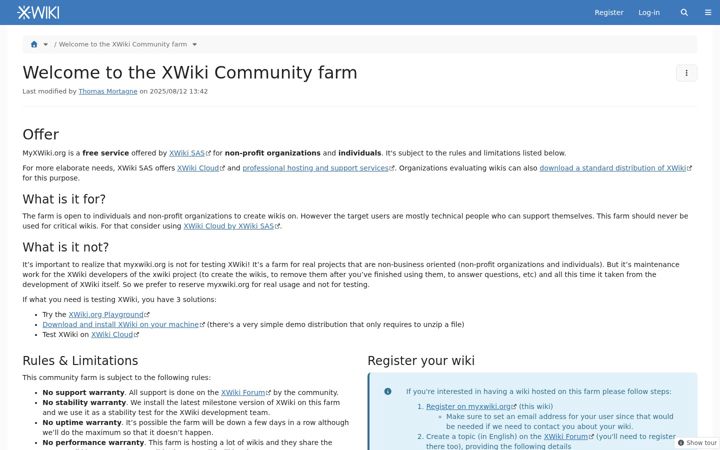 Screenshot of myxwiki.org