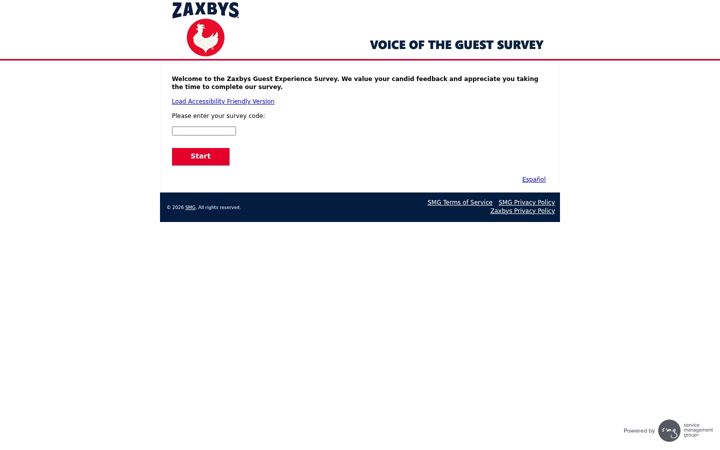 Screenshot von myzaxbysfeedback.com