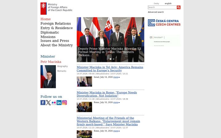 Screenshot ta' mzv.cz