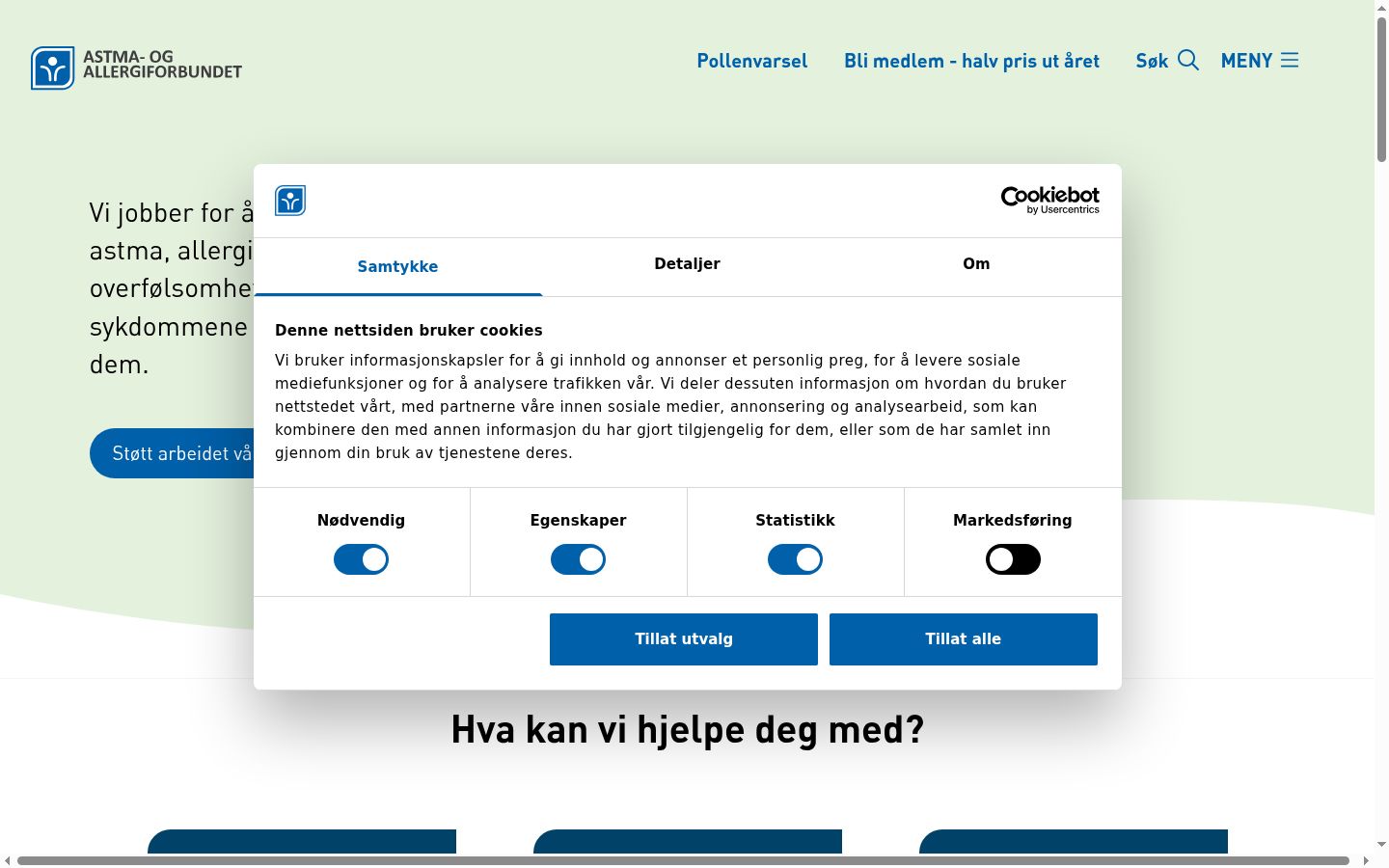 Screenshot des Einwilligungsbanners vor jeglicher Interaktion