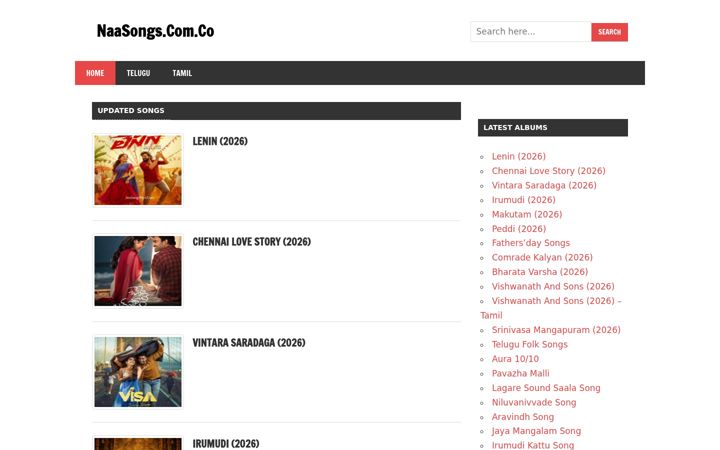 Screenshot di naasongs.com.co