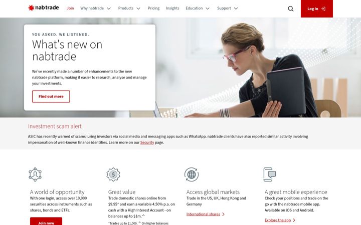 Screenshot of nabtrade.com.au