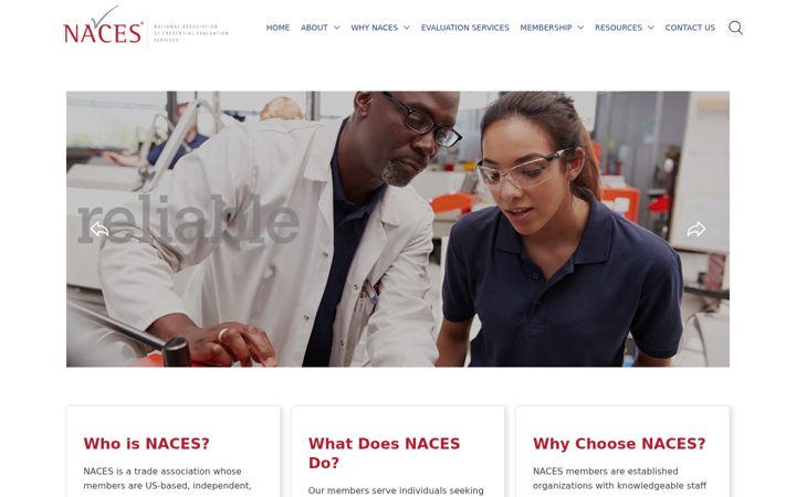 Screenshot of naces.org