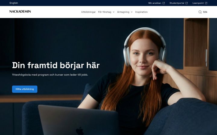 Screenshot van nackademin.se