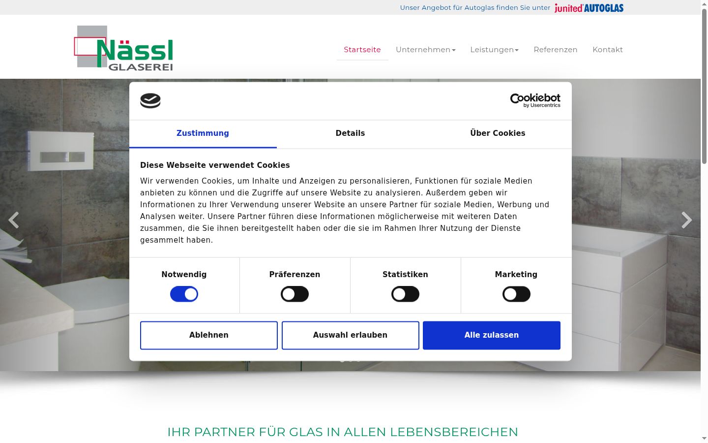 Screenshot van de toestemmingsbanner zoals getoond vóór enige interactie
