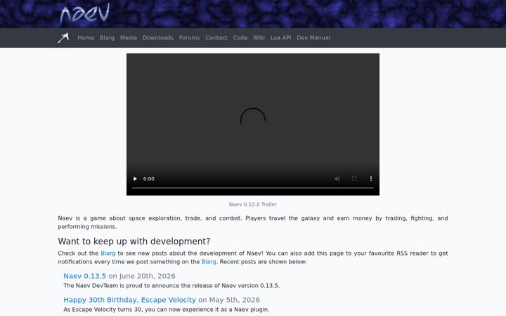 Screenshot of naev.org