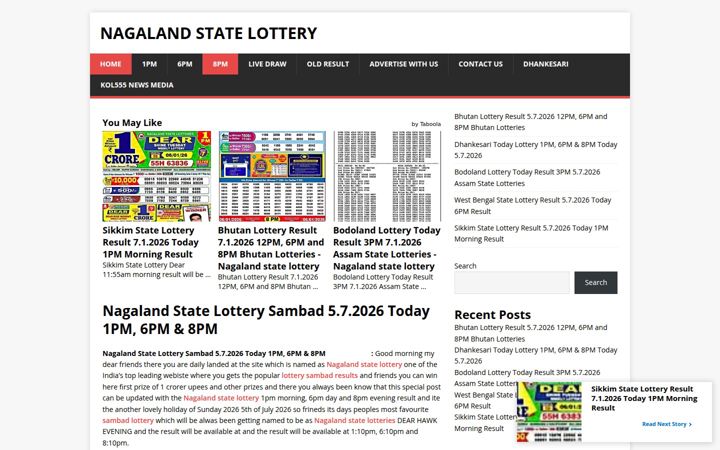 Screenshot of nagalandstatelottery.in