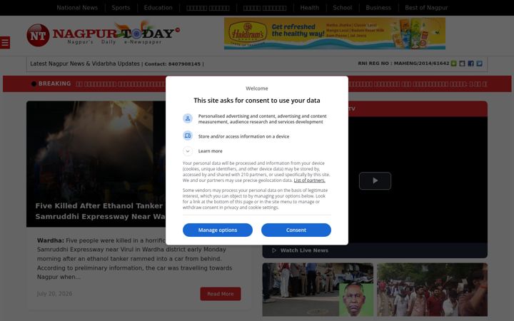 Screenshot of nagpurtoday.in