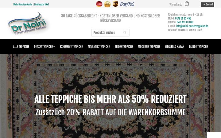 Skärmbild av naini-perserteppiche.de