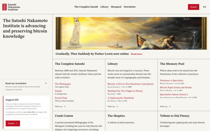 Screenshot of nakamotoinstitute.org
