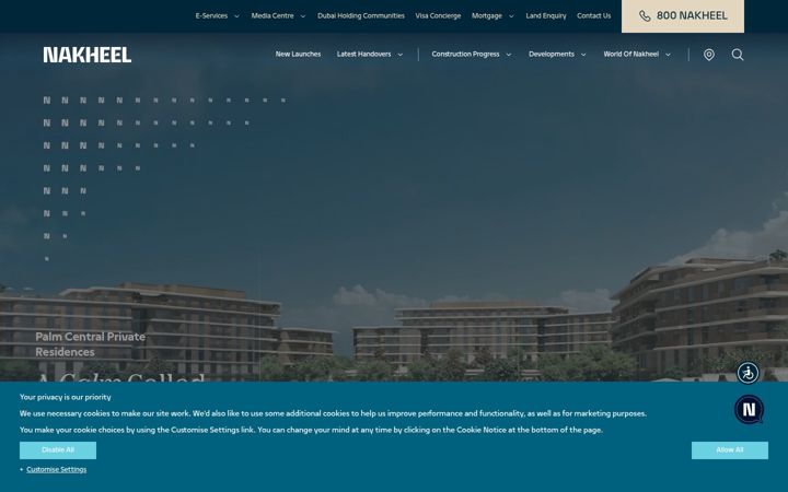 Captura de pantalla de nakheel.com