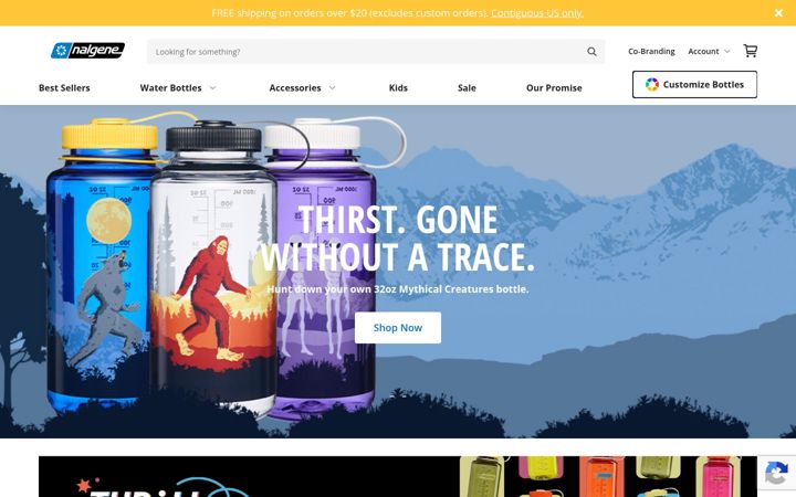 Captura de ecrã de nalgene.com