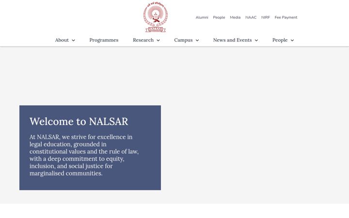 Screenshot of nalsar.ac.in
