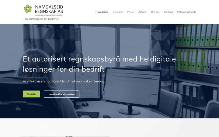 Kuvakaappaus sivustosta namdregnskap.no