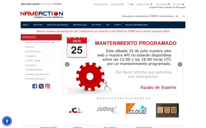 Screenshot of nameaction.cl