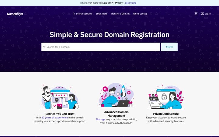 Zrzut ekranu namebright.com