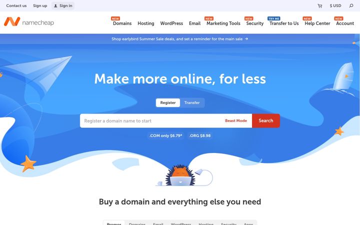 Skjermbilde av namecheap.com