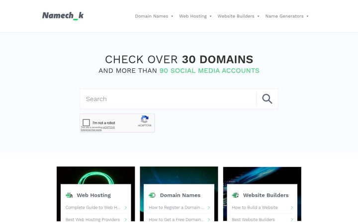 Screenshot of namechk.com