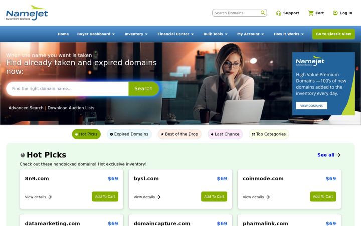 Ekrano kopija namejet.com