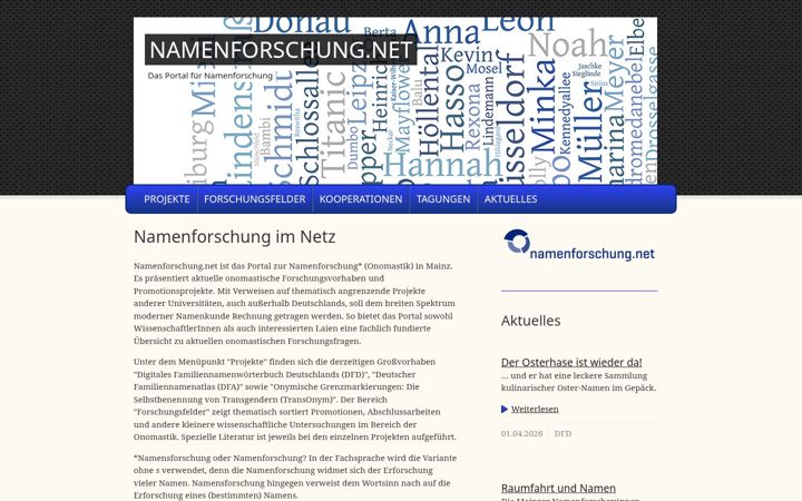Snímek obrazovky namenforschung.net