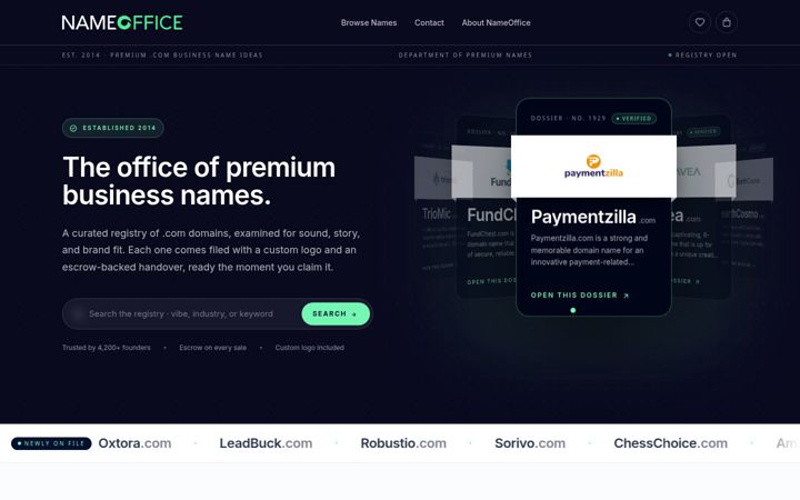 Screenshot of nameoffice.com